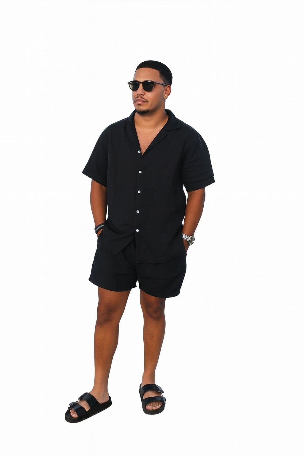 Conjunto de Lino Italiano para Hombre – Negro Clásico