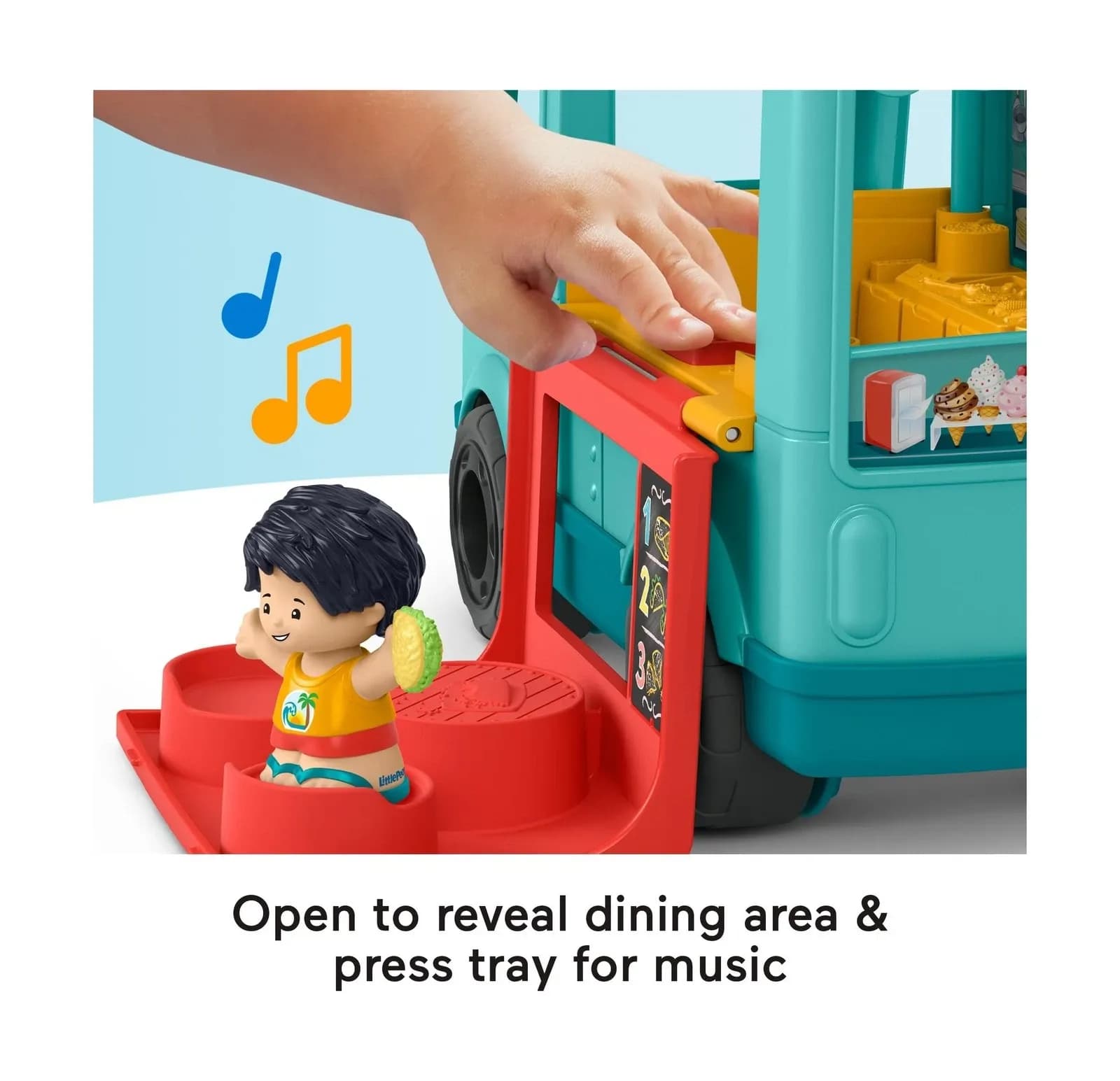 Camión de Comida Musical Little People Serve It Up Fisher-Price, Vehículo de Juguete para Niños Pequeños, Versión Multilingüe - Miniatura 3