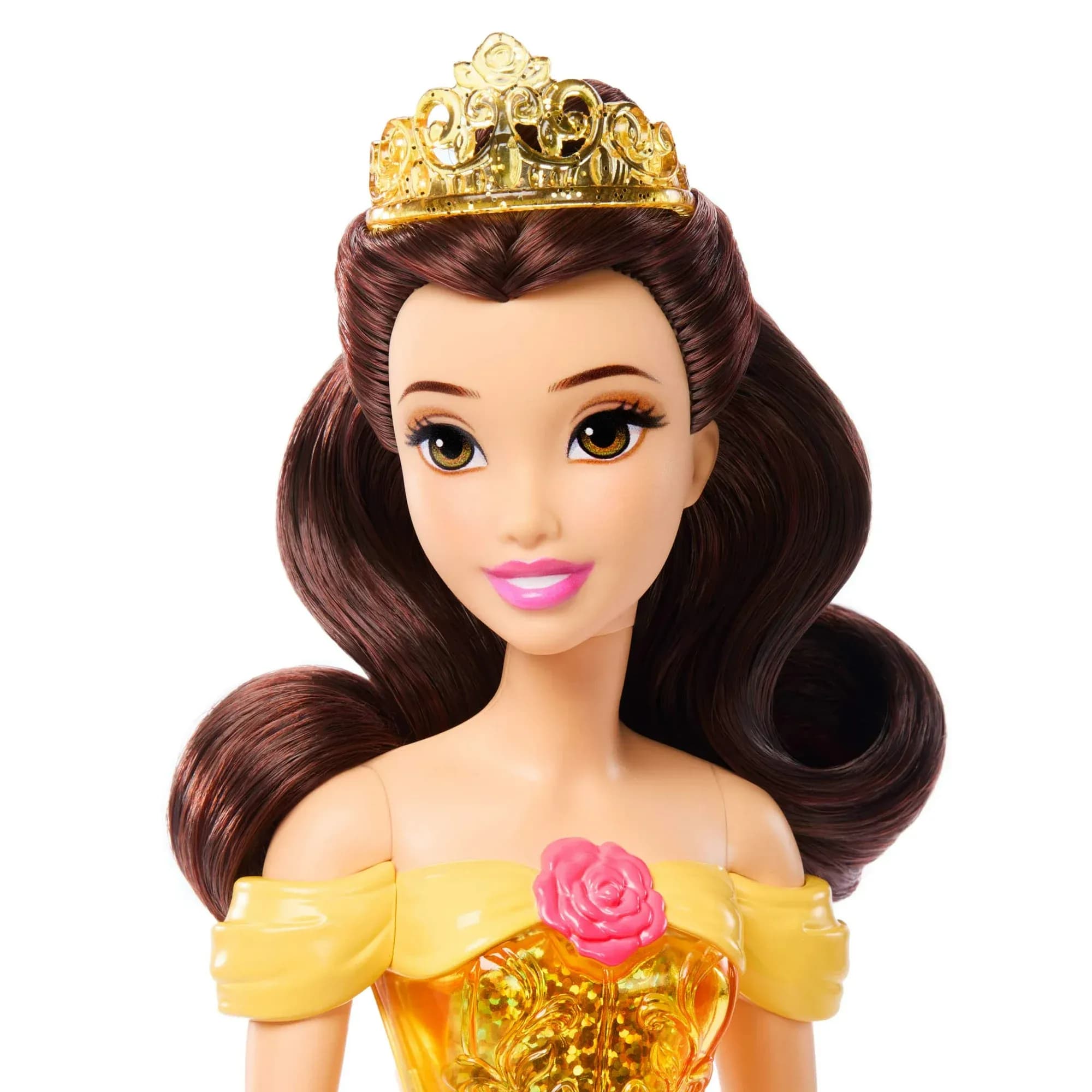 Muñeca de Moda Princesa Disney Bella con Cabello Castaño y Tiara - Miniatura 3