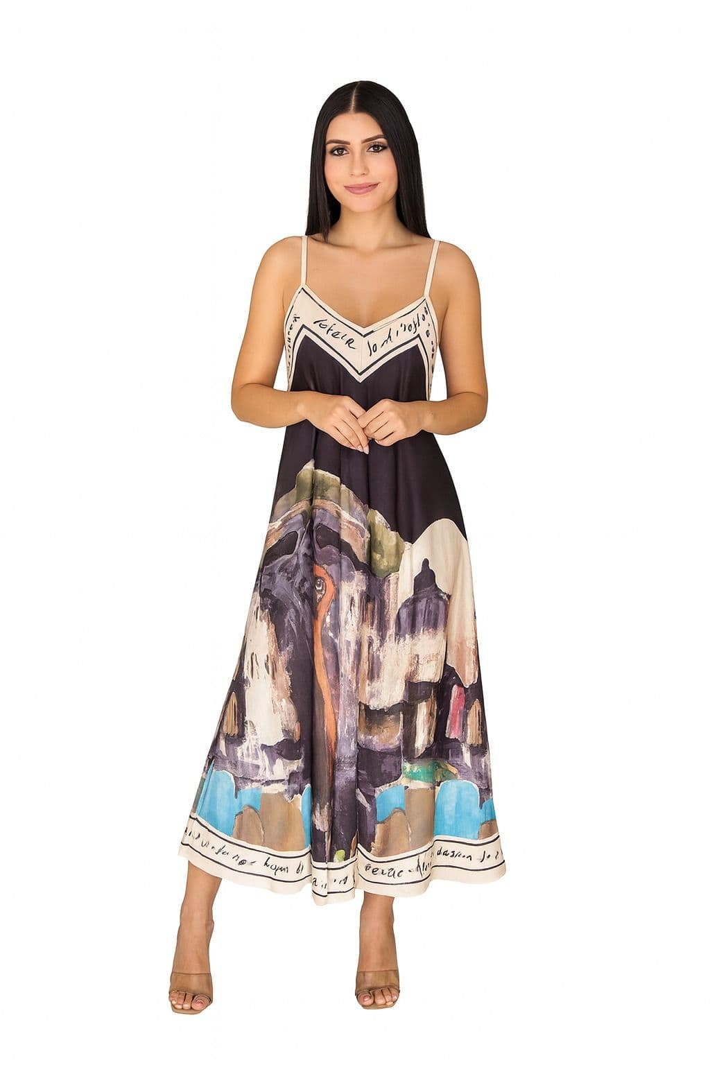 Vestido Italiano con Estampado Artístico – Talla Única