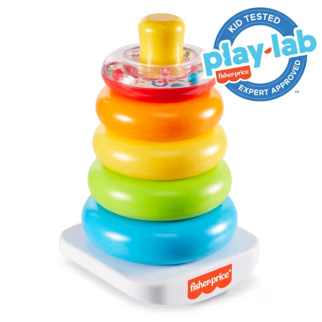 Juguete Apilable de Anillos Fisher-Price Rock-A-Stack con Base Tambaleante para Bebés