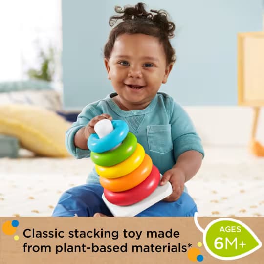 Juguete Apilable de Anillos Fisher-Price Rock-A-Stack para Bebés, Hecho de Materiales de Origen Vegetal - Miniatura 3