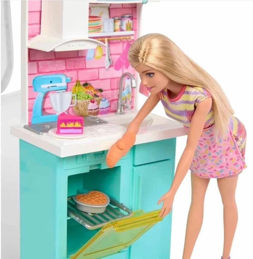 MUÑECA BARBIE COCINA HORNEAR juego con dos muñecas