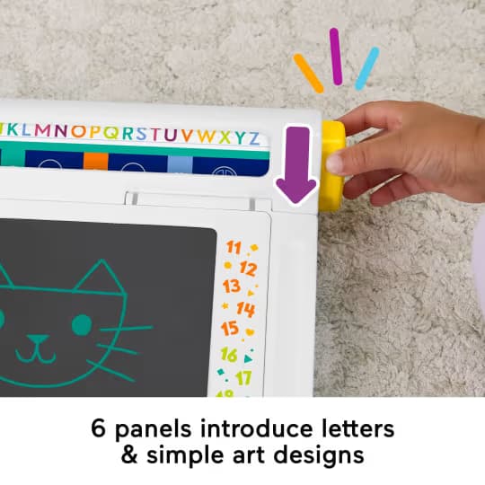 Escritorio de Aprendizaje y Garabatos Fisher-Price Learn & Doodle Desk, Tableta de Dibujo y Escritura sin Desorden con Pantalla LCD para Niños - Miniatura 3