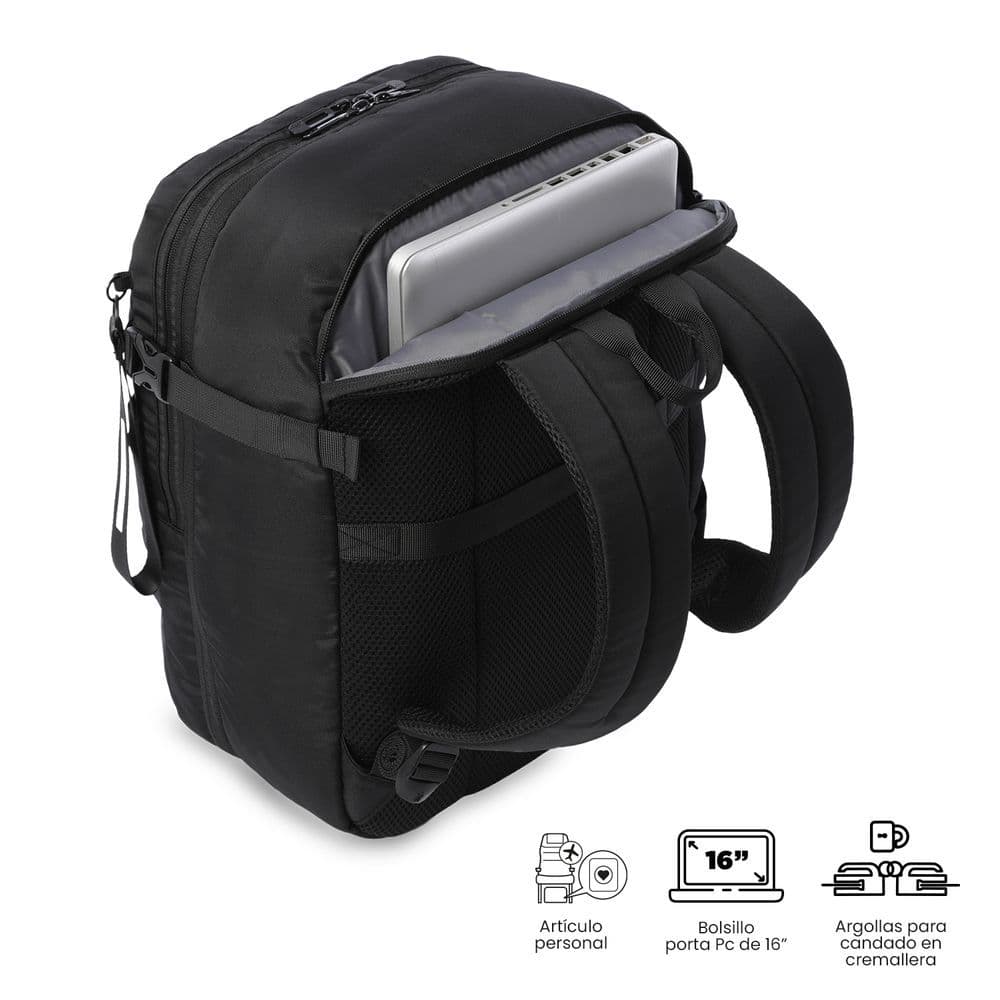 Morral de Viaje Grande Crew Negro - Miniatura 4