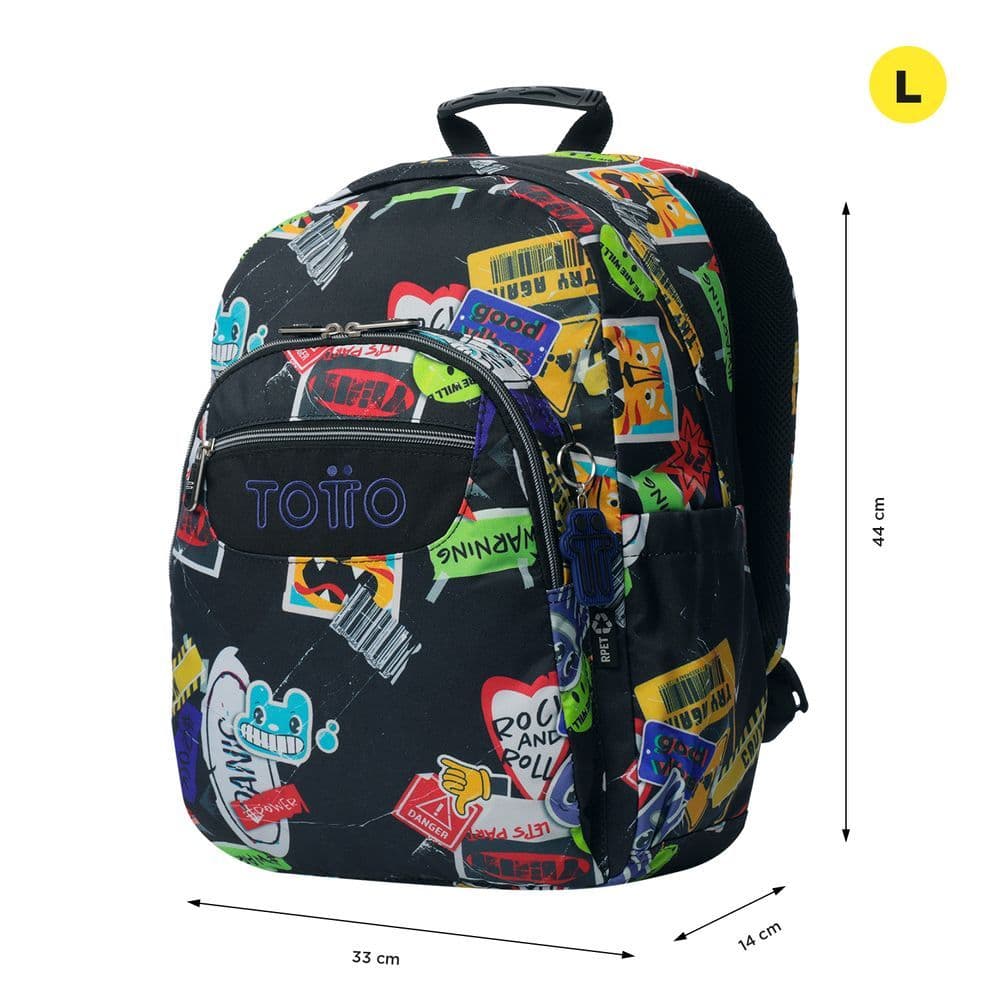 Morral Escolar Porta PC 14" Acuarela - Negro Estampado - Miniatura 3