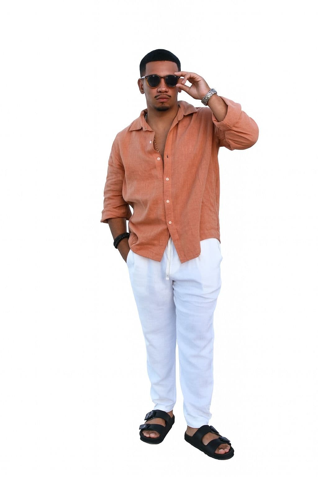 Camisa de Lino Italiano para Hombre – Terracota