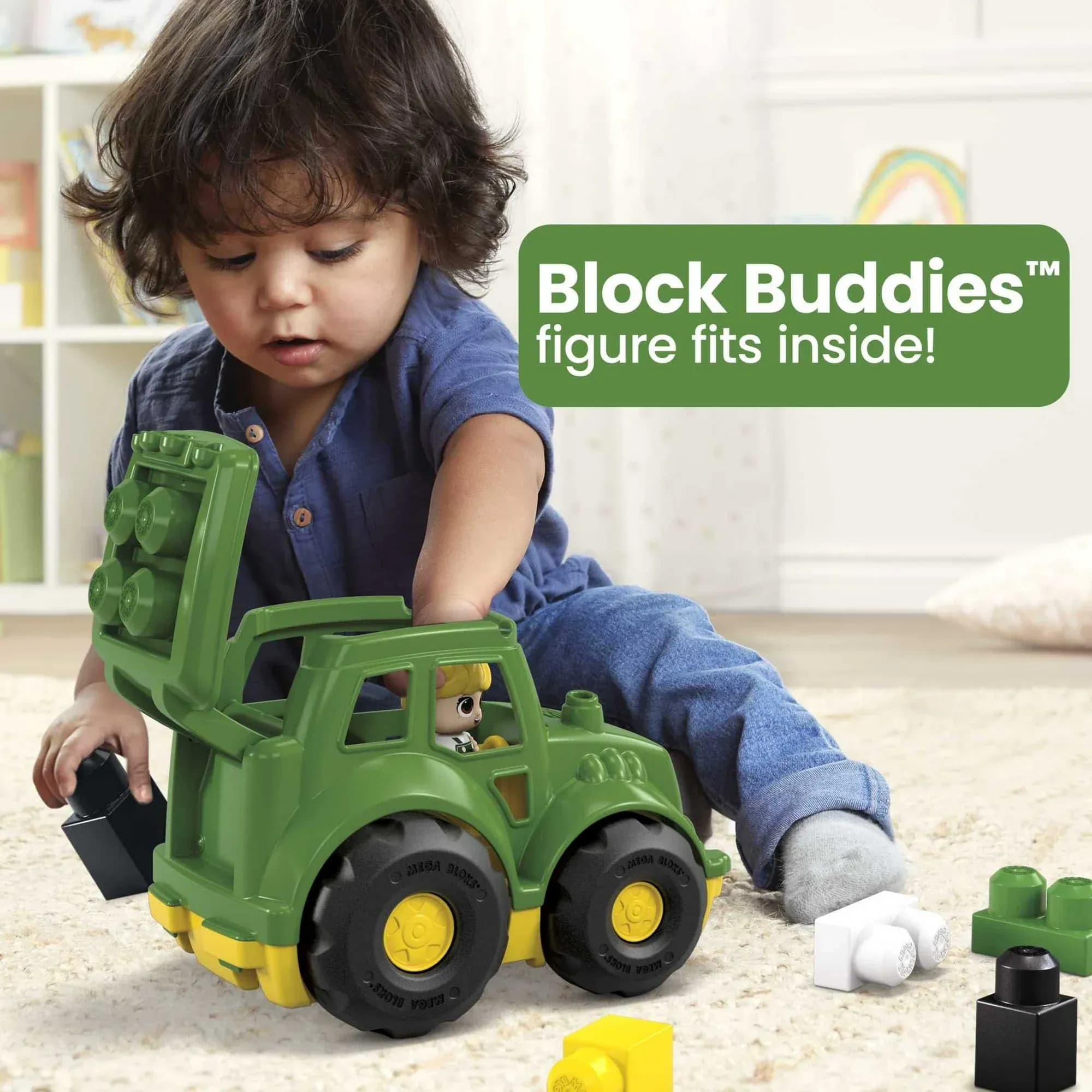 Bloques de Construcción MEGA BLOKS John Deere (6 Piezas) con Tractor y Almacenamiento, 1 Figura