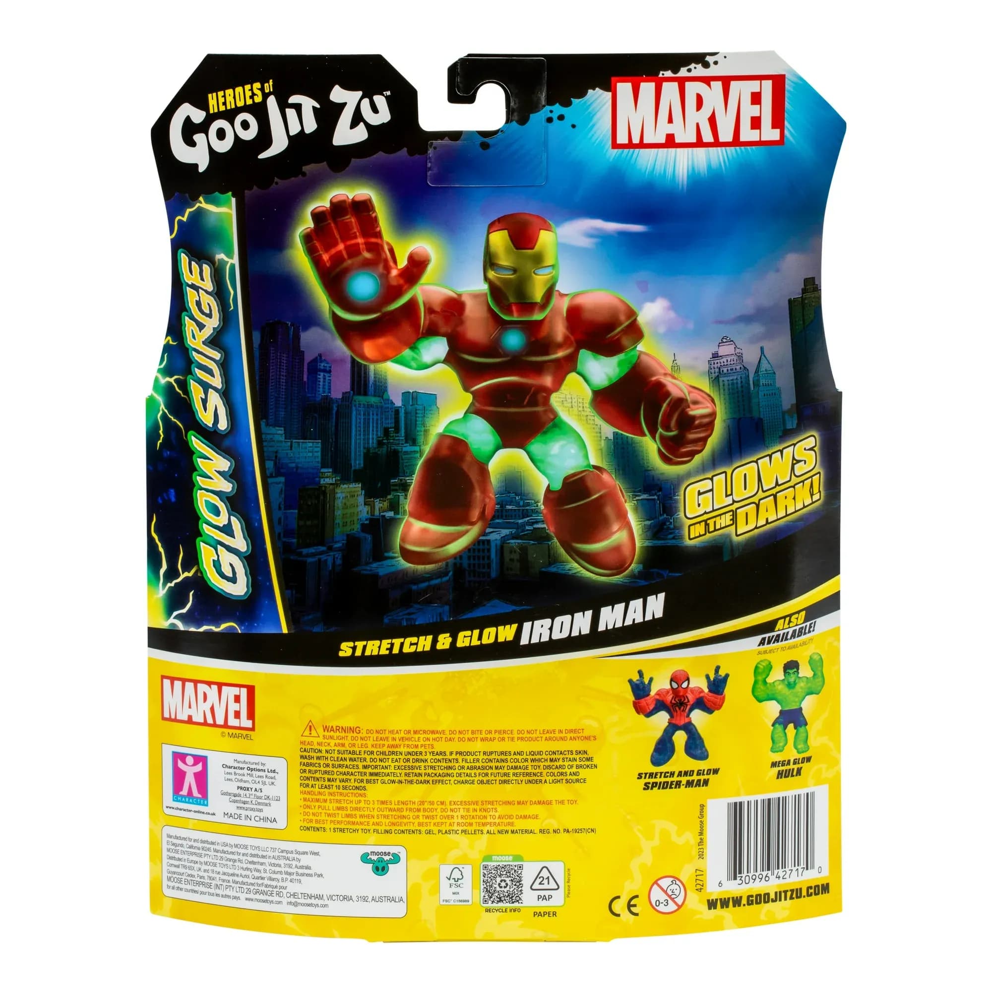 Figura de Acción Heroes of Goo Jit Zu GLOW SURGE Iron Man, Héroe Elástico Relleno de Goo - Miniatura 3