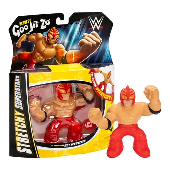 Figura Elástica Rey Mysterio Heroes of Goo Jit Zu WWE Stretchy Superstars, Edades 4+