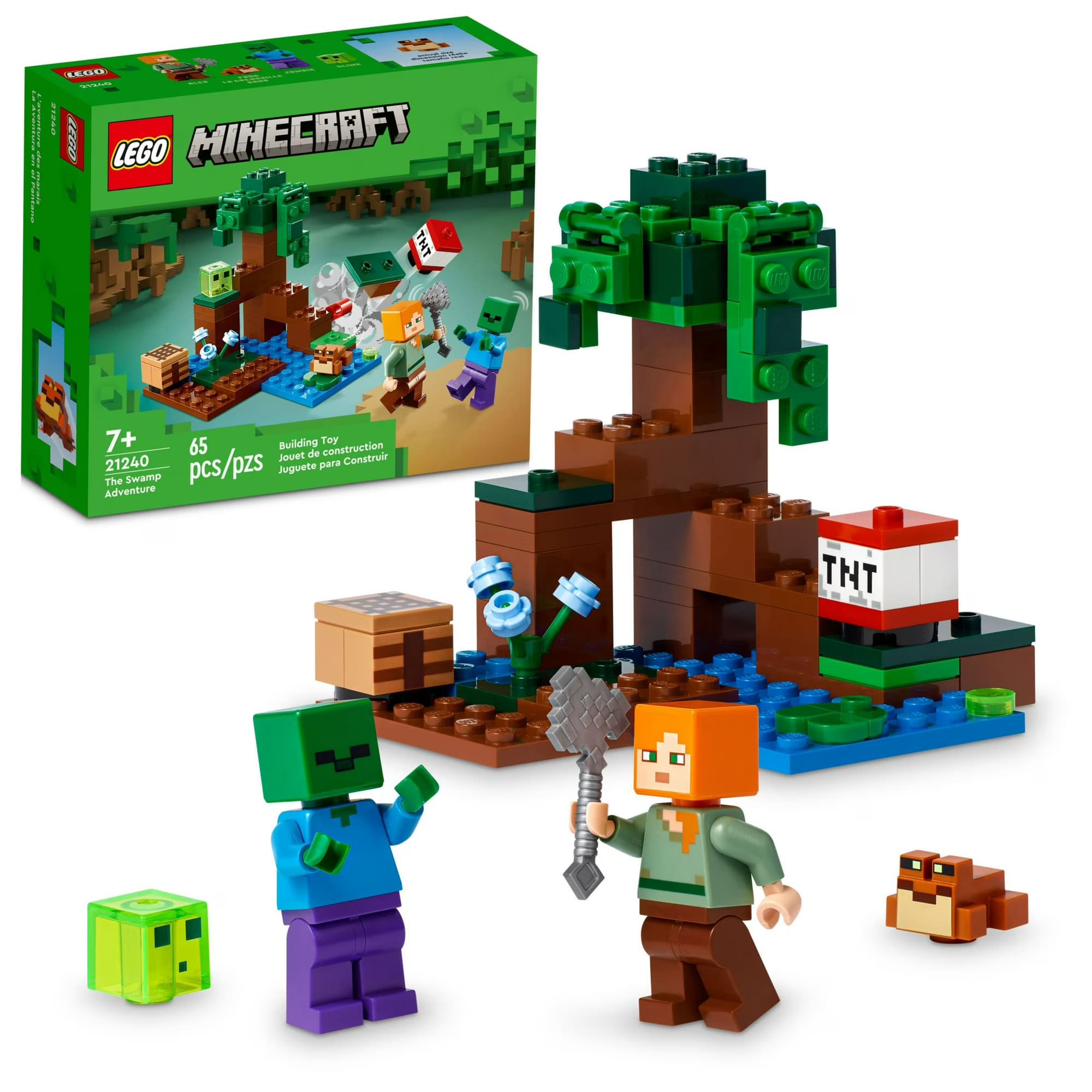 LEGO Minecraft La Aventura en el Pantano (21240), Juguete Creativo con Mesa de Creación, Manglar y Figura de Alex, Edades 7+