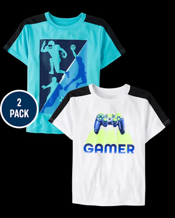 The Children’s Place Pack de 2 Camisetas Performance Gamer para Niño – Multicolor Tallas XS–XL