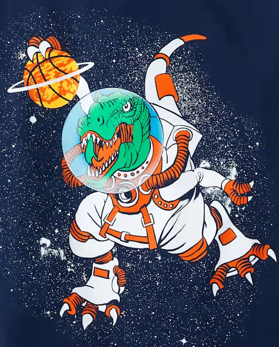 The Children’s Place Pack de 2 Camisetas Gráficas Space Dino para Niño – Multicolor Tallas XS–XL - Miniatura 3