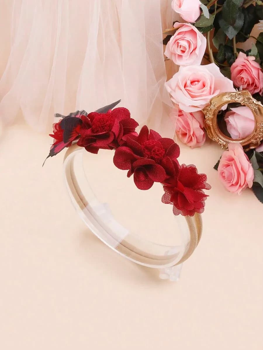 Set de 3 Cintas Elásticas para Bebé con Mariposas, Flores y Lazos – Ideal para Festividades y San Valentín - Miniatura 3