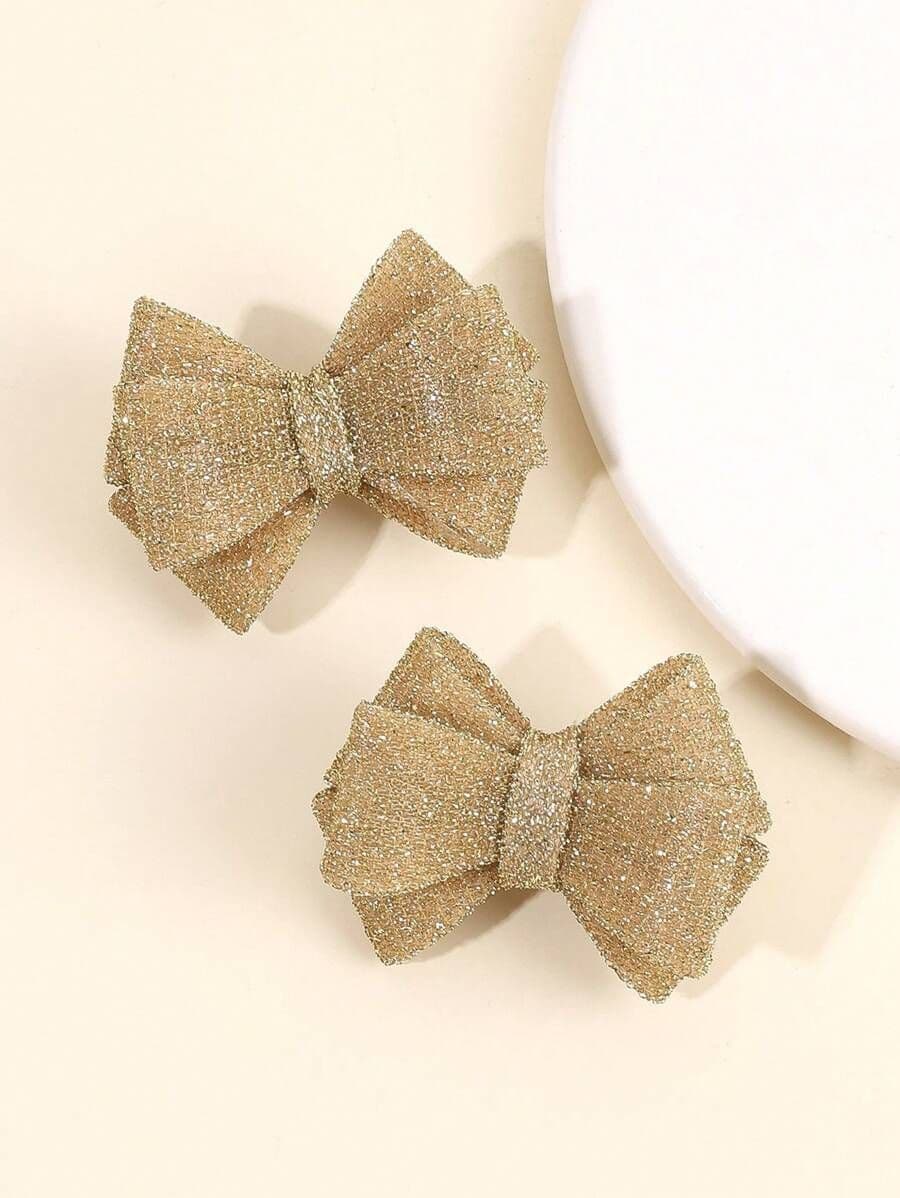 Lazos Dorados para Niñas Toddler – Ganchos Brillantes con Malla Dorada y Diseño Adorable