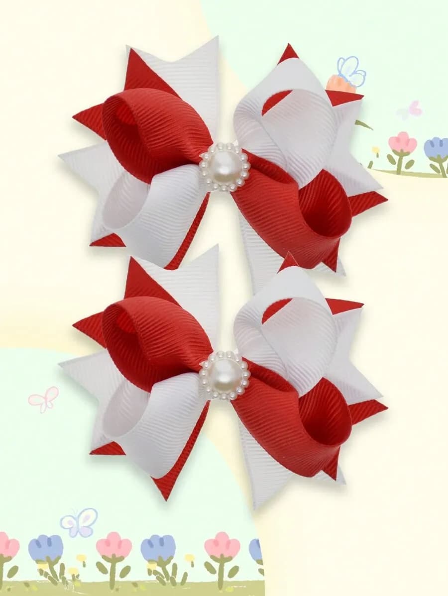 Set de 2 Lazos para el Cabello de 3.2 pulgadas para Niñas – Elegantes con Clip, Perfectos para Fiestas, Eventos y Escuela