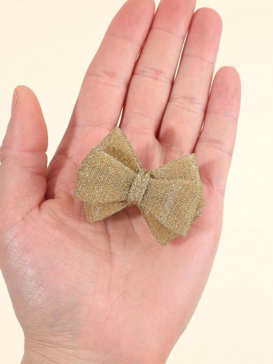 Lazos Dorados para Niñas Toddler – Ganchos Brillantes con Malla Dorada y Diseño Adorable