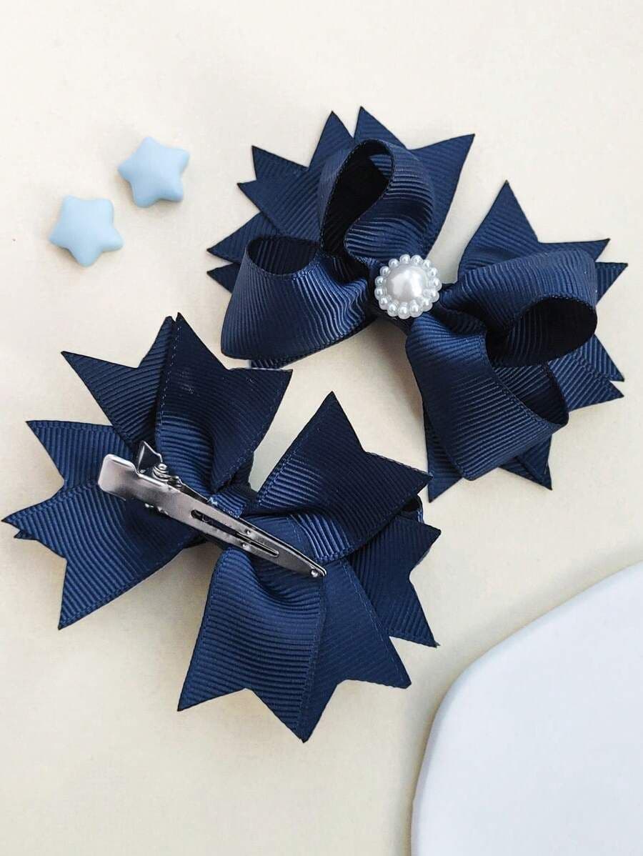 Set de 2 Lazos para el Cabello de 3” para Niñas – Elegantes con Clip, Ideales para Escuela y Fiestas