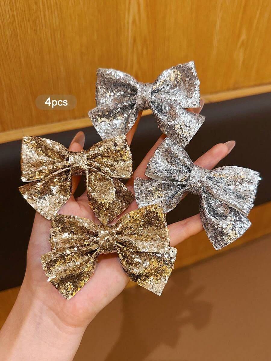 Set de 4 Ganchos para el Cabello con Lazos – Estilo Dulce y Perfectos para Uso Diario