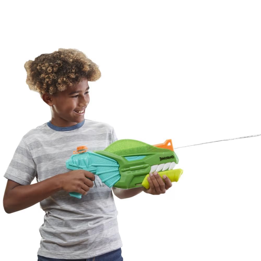 Pistola de Agua Nerf Super Soaker DinoSquad Dino-Soak - Rociado de Acción de Bombeo para Juegos Acuáticos de Verano al Aire Libre