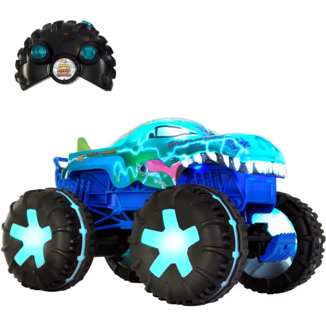 Vehículo a Control Remoto Hot Wheels Monster Trucks MEGA-Wrex Vivo a Escala 1:15, RC a Batería con Luces y Sonidos Interactivos