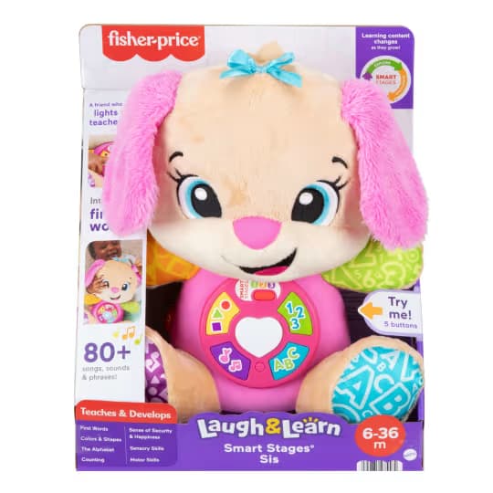 Juguete de Peluche Musical de Aprendizaje Fisher-Price Laugh & Learn Smart Stages Sis (Hermana) Rosa para Bebés y Niños Pequeños