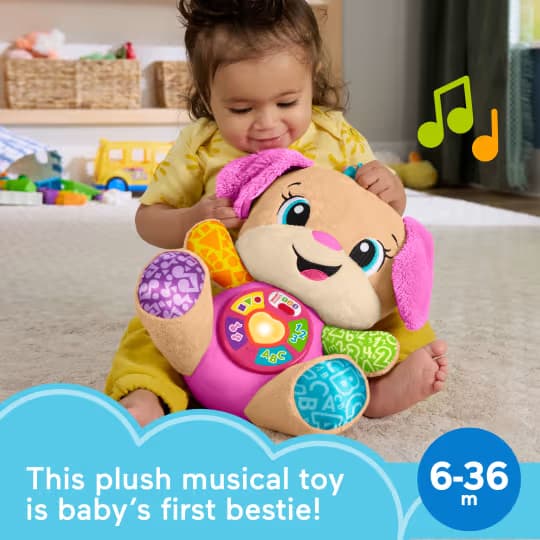 Juguete de Peluche Musical de Aprendizaje Fisher-Price Laugh & Learn Smart Stages Sis (Hermana) Rosa para Bebés y Niños Pequeños
