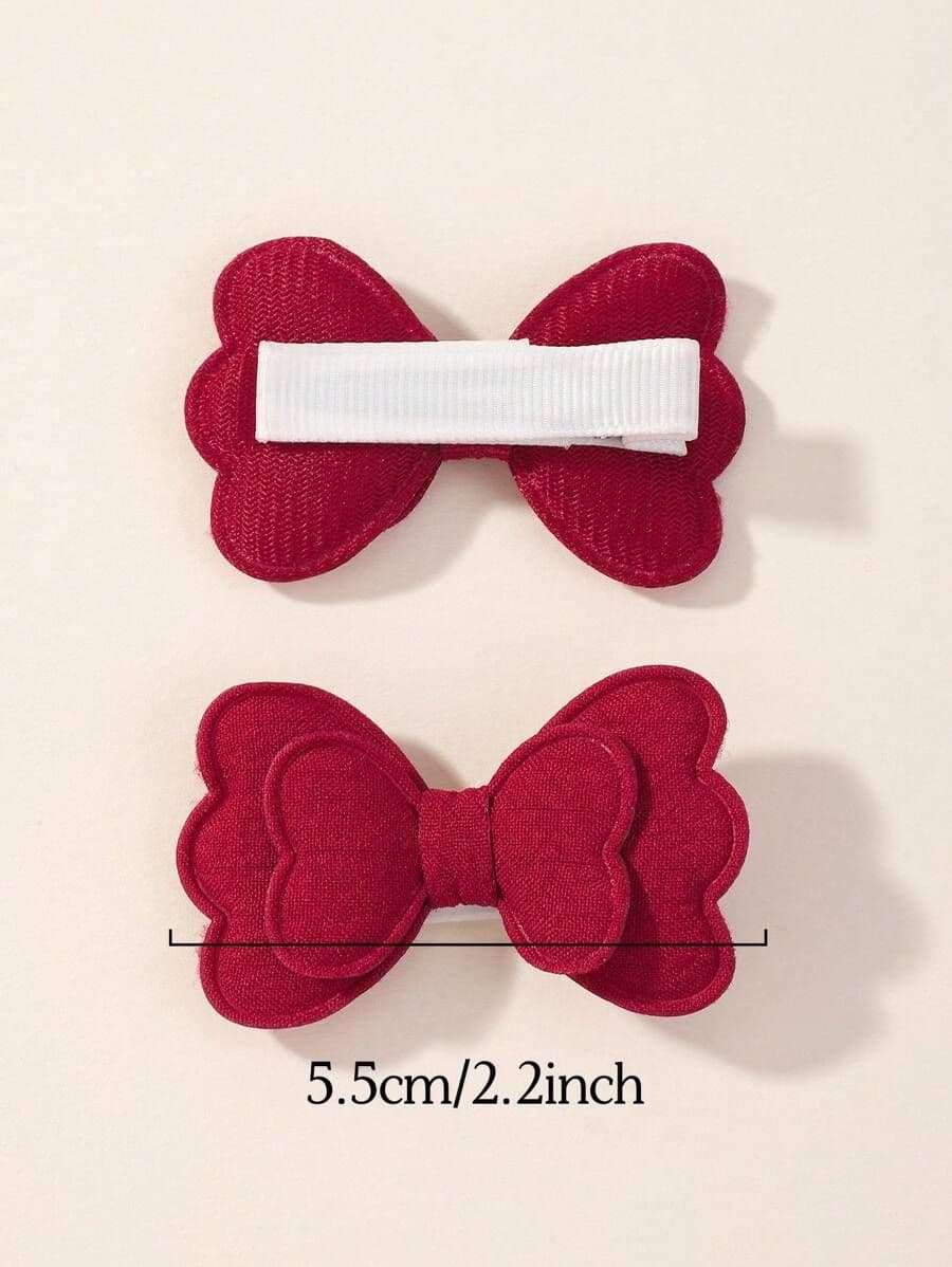 Set de 2 Ganchos para el Cabello con Lazo de Doble Capa en Color Sólido – Clip Totalmente Forrado para Bebés