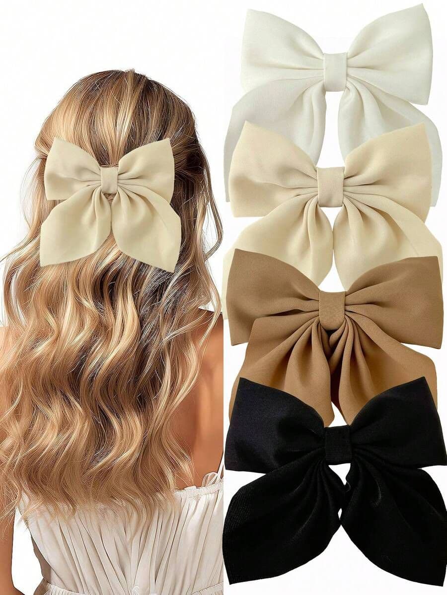 Set de 1/2/3/4/5 Ganchos para el Cabello con Lazo en Tonos Café – Accesorios Elegantes de Otoño e Invierno