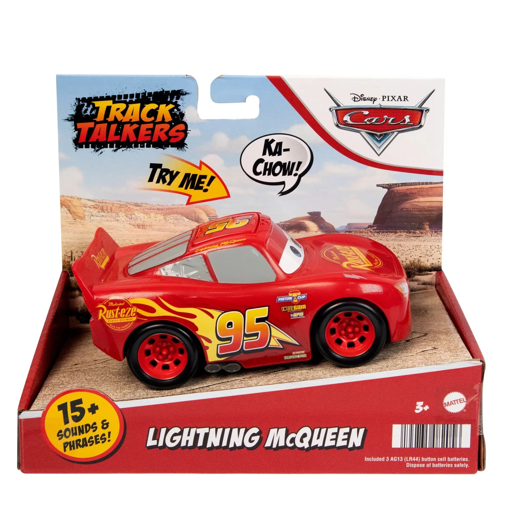 Coche de Juguete Parlante Rayo McQueen Track Talkers Disney Pixar Cars, Vehículo Coleccionable de 14 cm