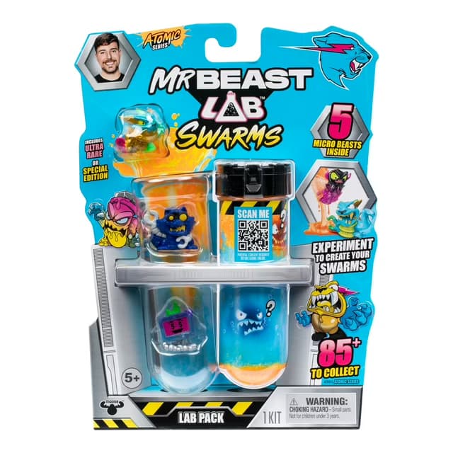 MrBeast Lab Swarms Serie Atómica Paquete de 5, Figuras de Acción Swarms de 2.5 cm, Más de 85 para Coleccionar, Edades 5+